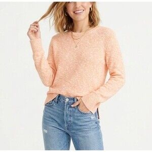 J Crew Orange Sherbet Marl Heather Lightweight Sweater Womens M Coastal Spring